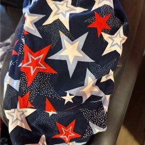 LuLaRoe Starry Night Leggings - Red and Blue